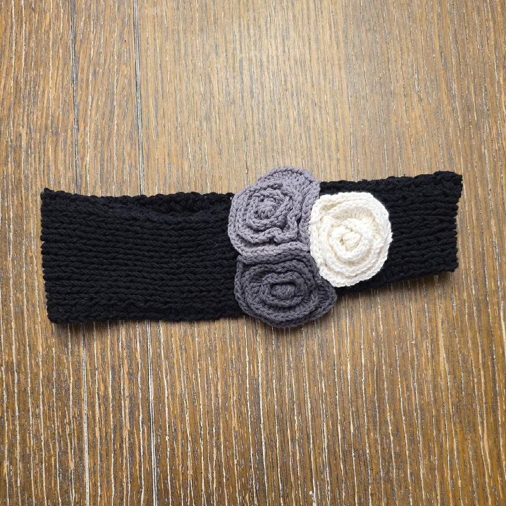 C.C Black Knit Flower Headband